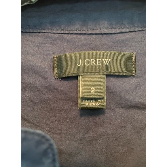 J. Crew Navy Cotton Lace Up Front Rolled Cap Sleeve Top size 2 - Picture 2 of 5